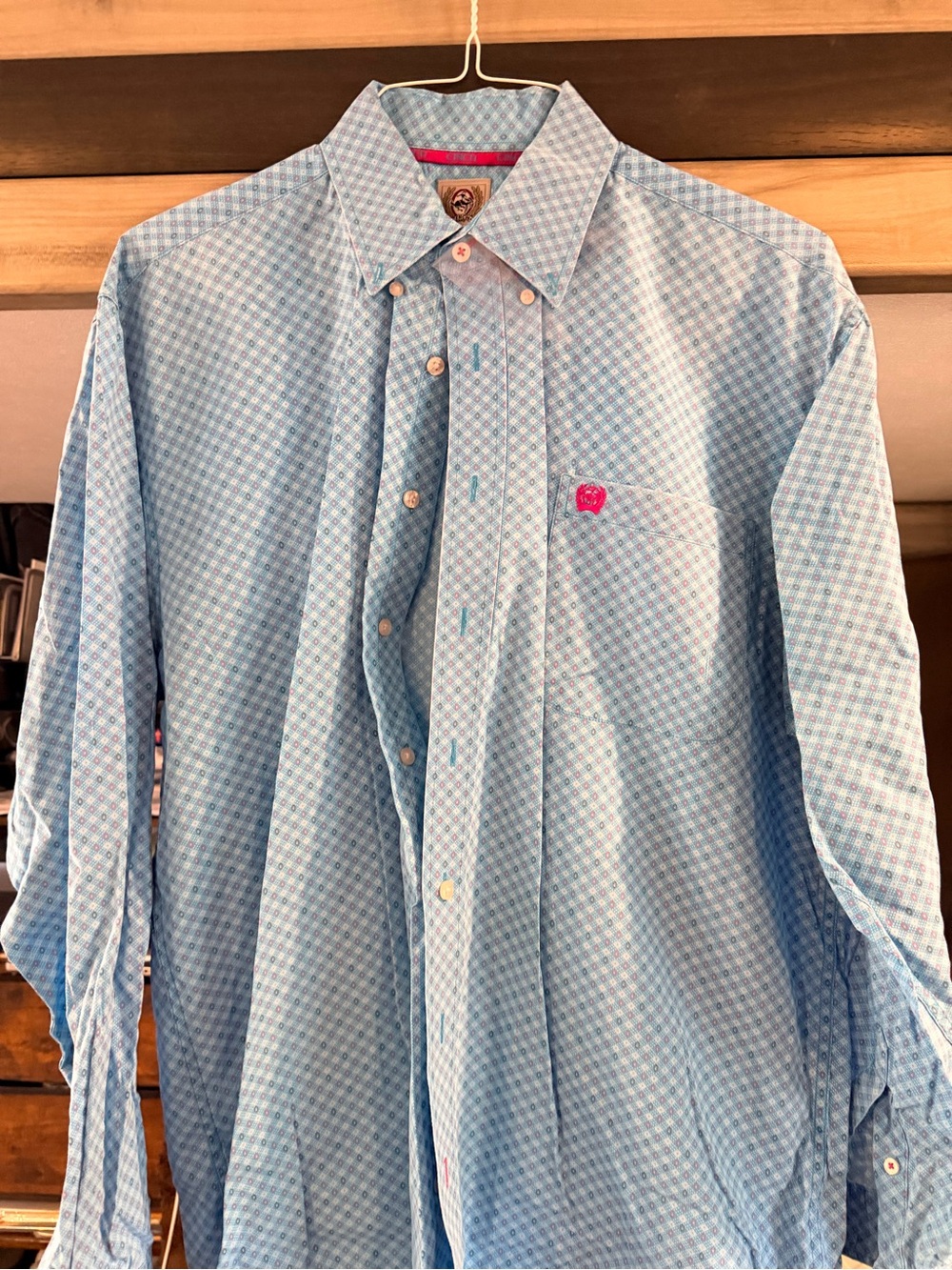 Cinch Men's Light Blue Patterned LS Shirt